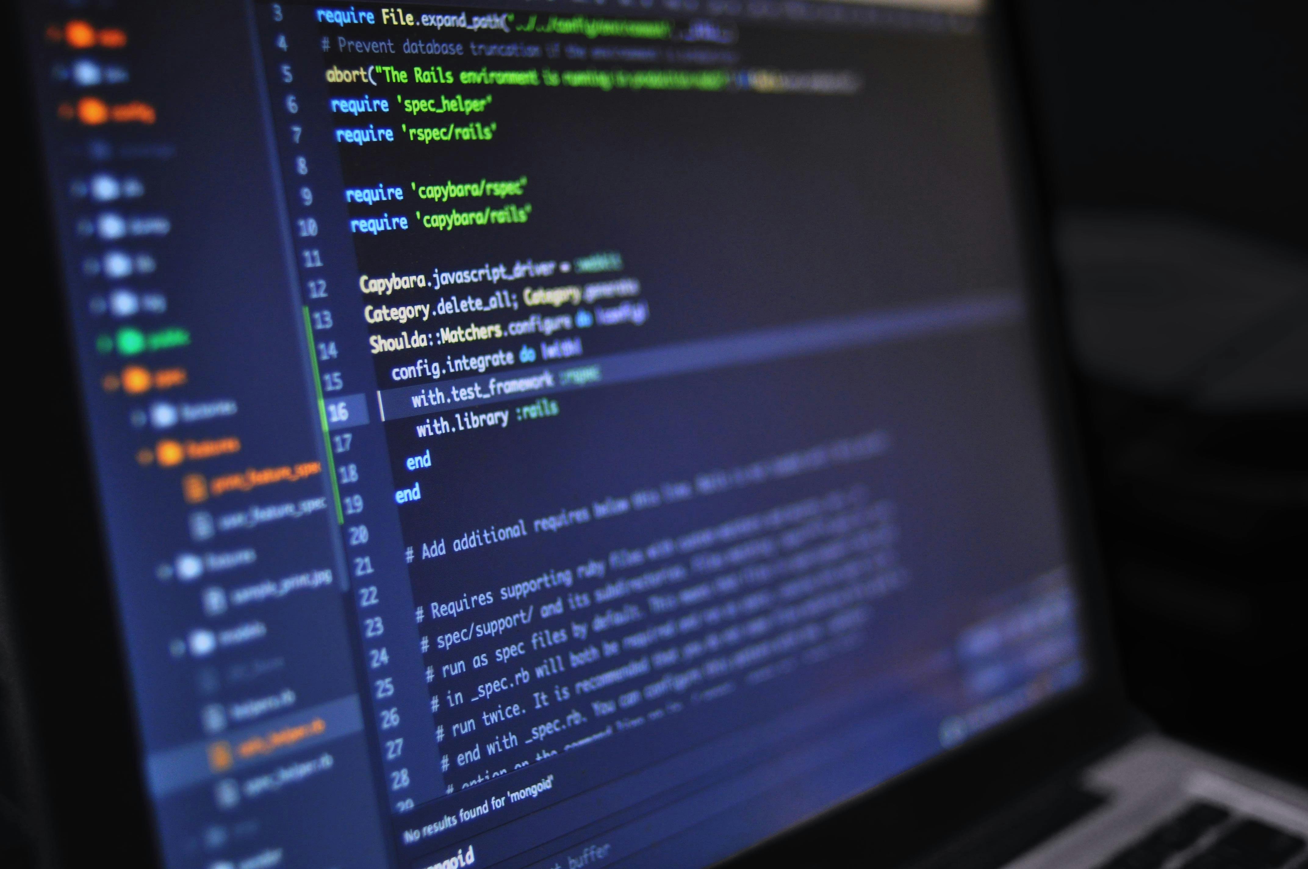Image of screen with code